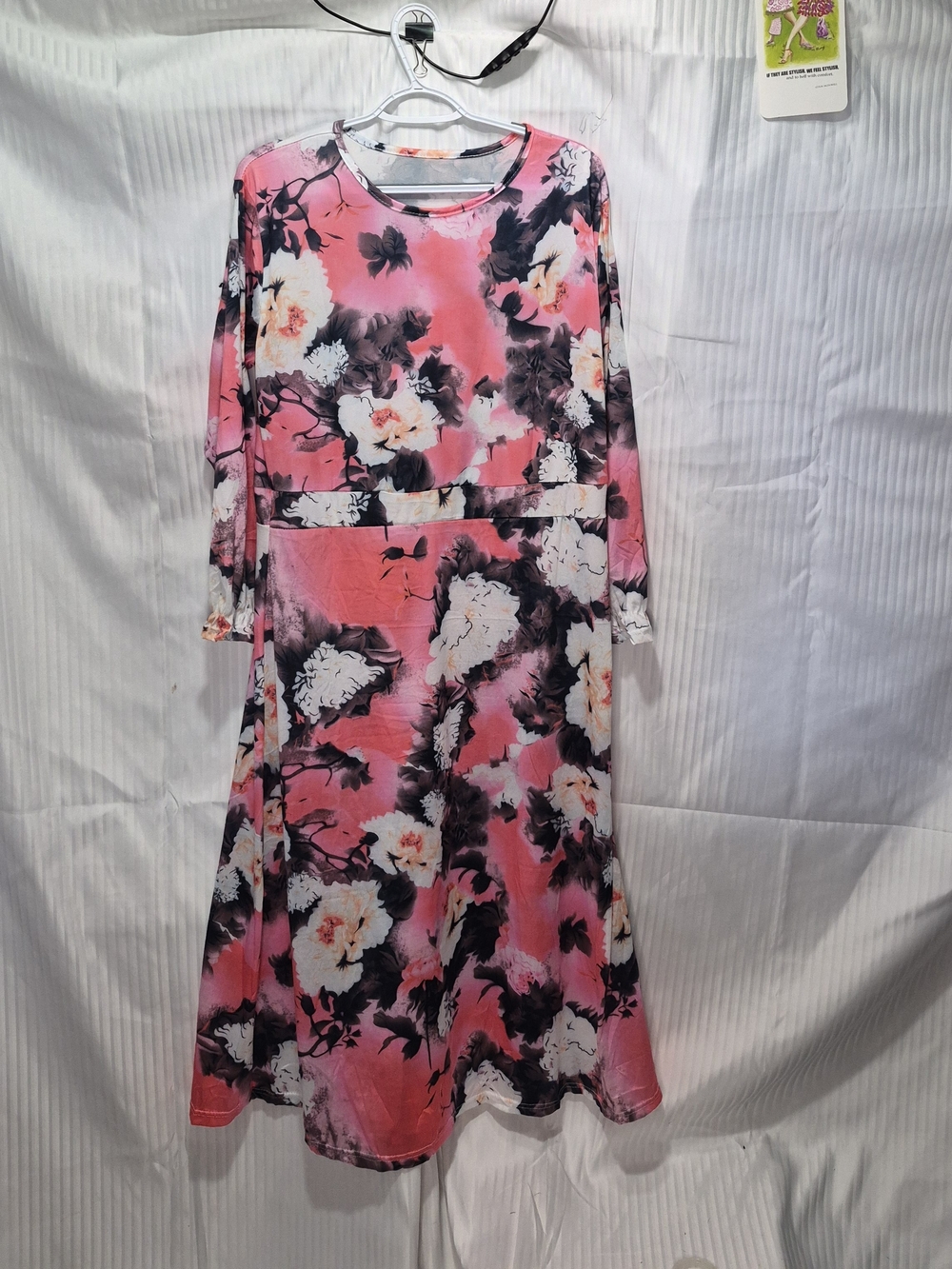 Floral Pink Long-Sleeve Maxi Dress Size 3X